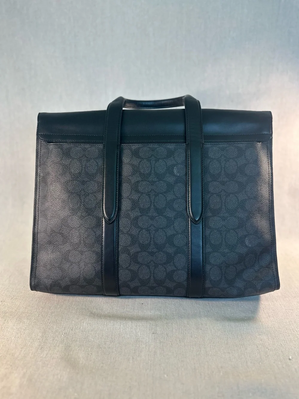 Coach 39775 Metropolitan Portfolio Briefcase in Black Embossed Signature Leather